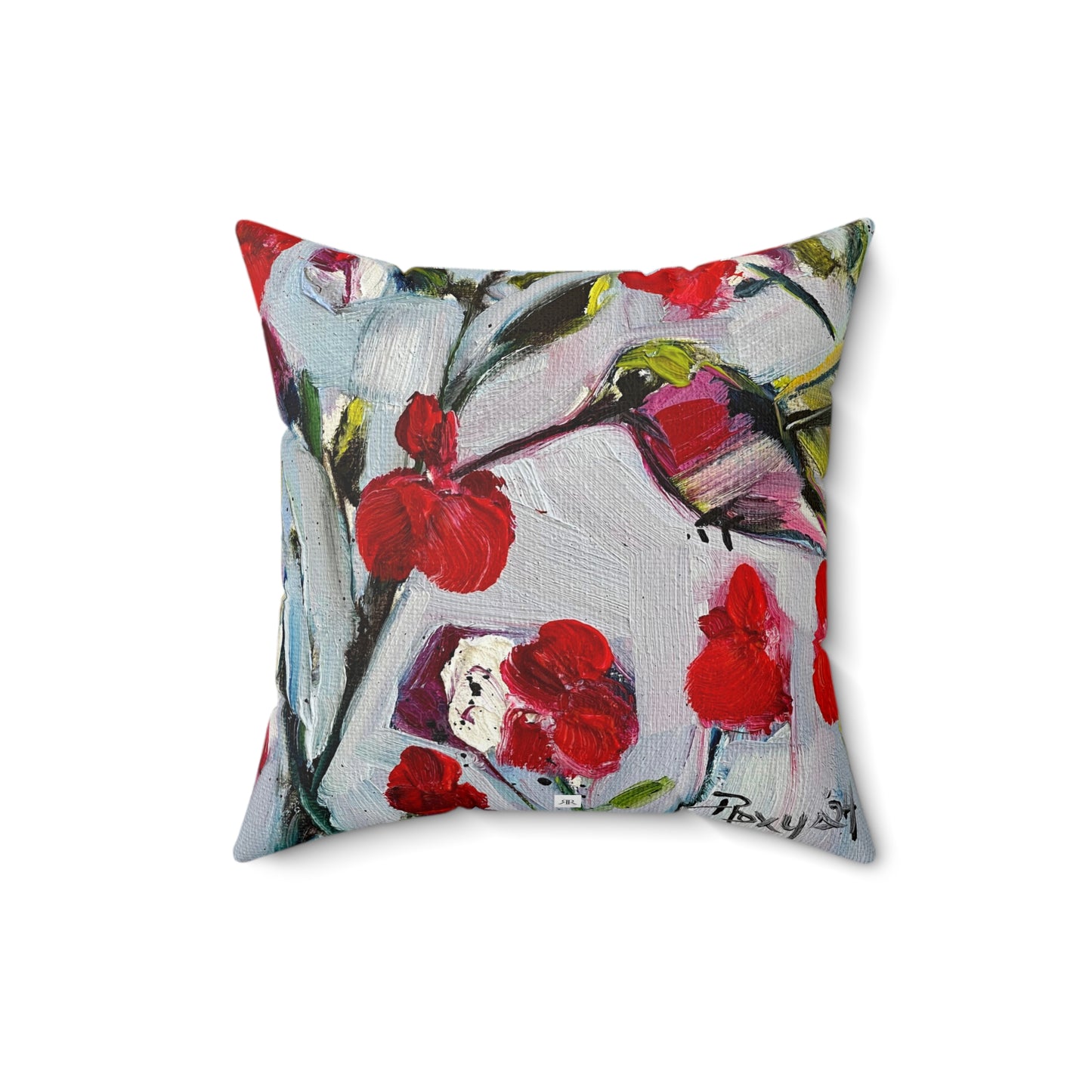 Hotlips Hummingbird Indoor Spun Polyester Square Pillow