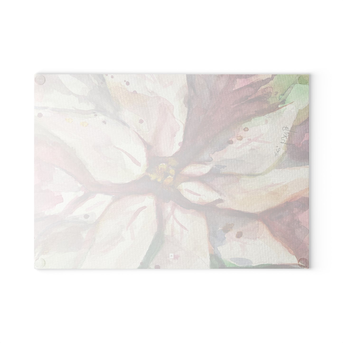 White Poinsettia Glass Cutting Board