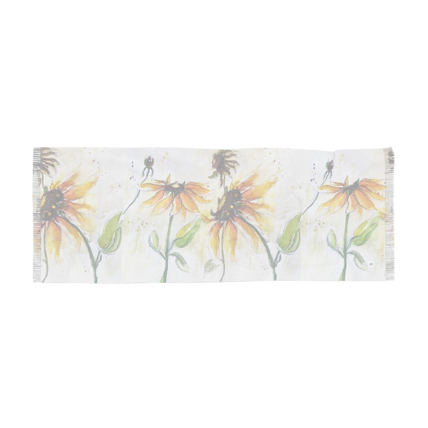 Colorful Scarf — Artistic Lightweight Neck Wrap- Autumn Sunflowers
