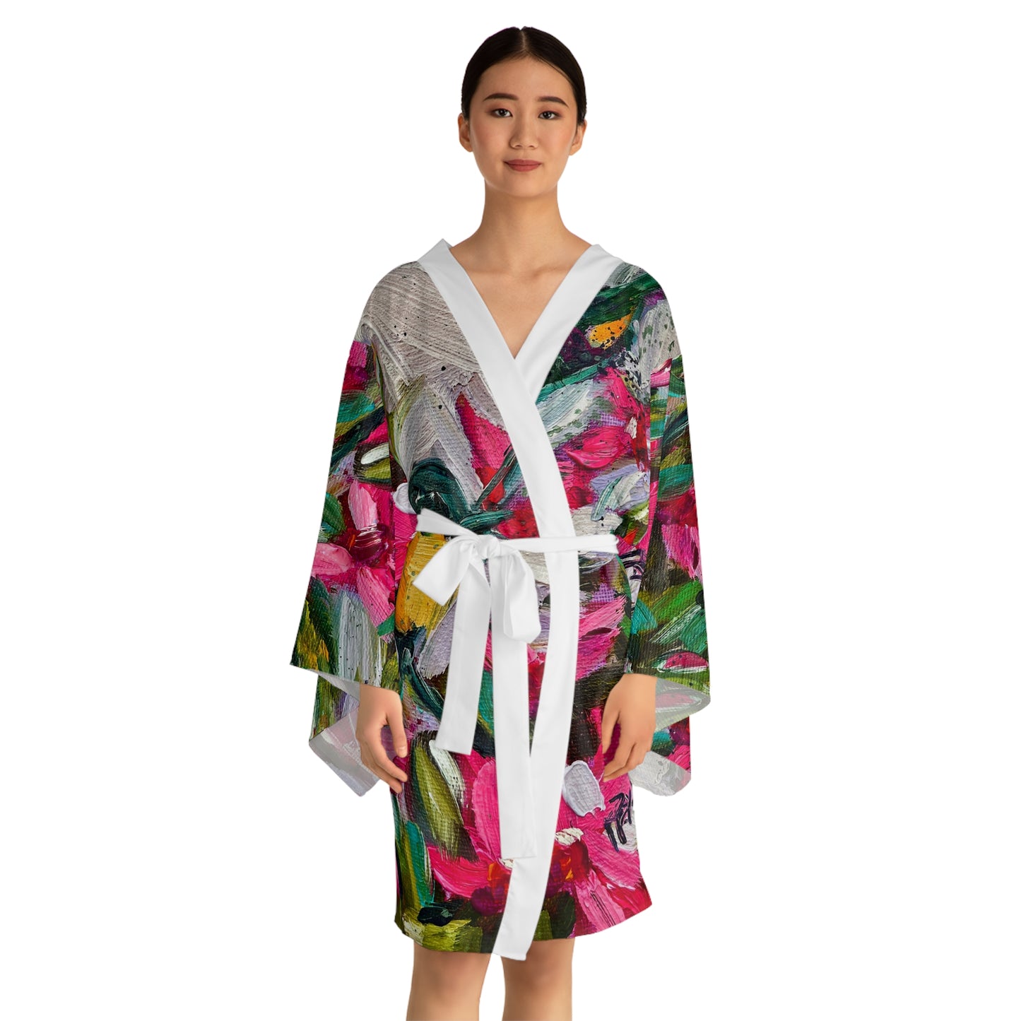 Kimono Robe - Colorful Encounter Goldfinch in Oleander