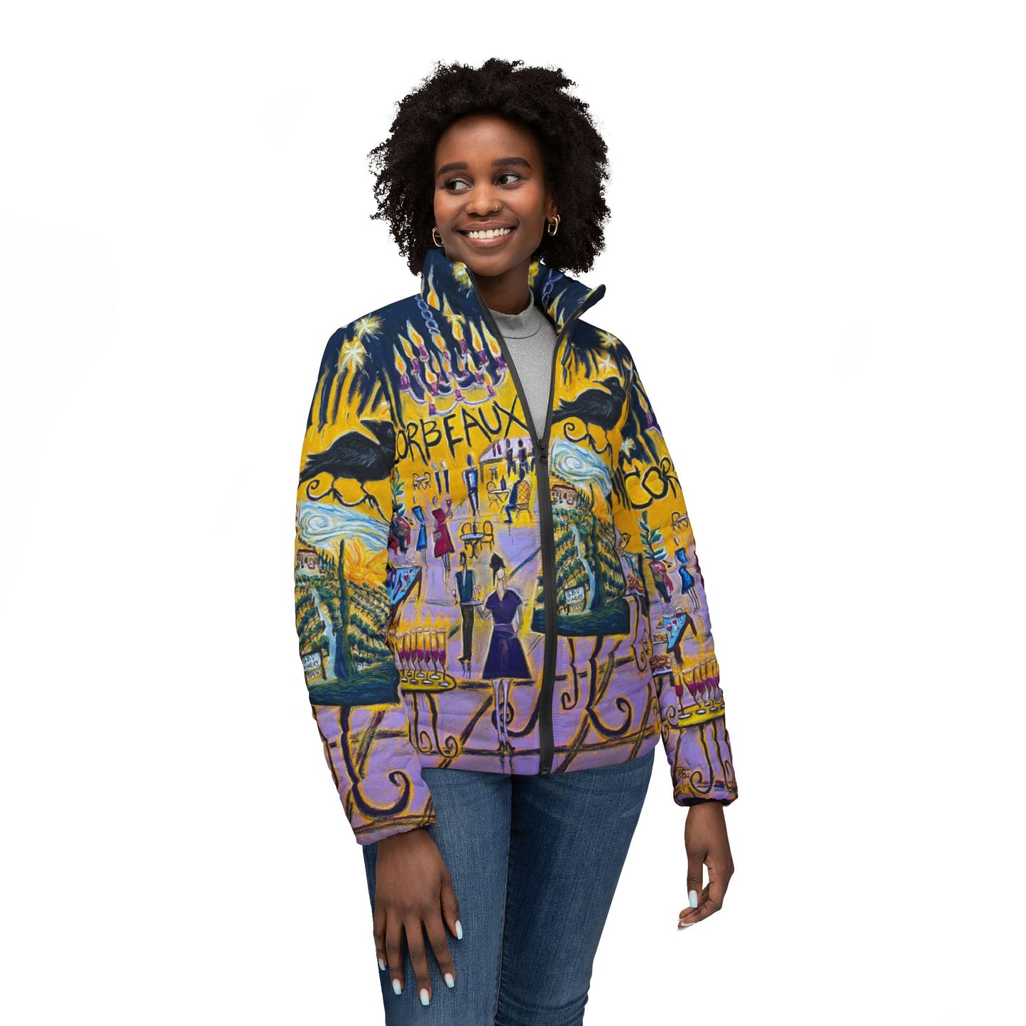 Women's Puffer Jacket - Roxy Rich Fine Art -Corbeaux Wine and Art after Dark