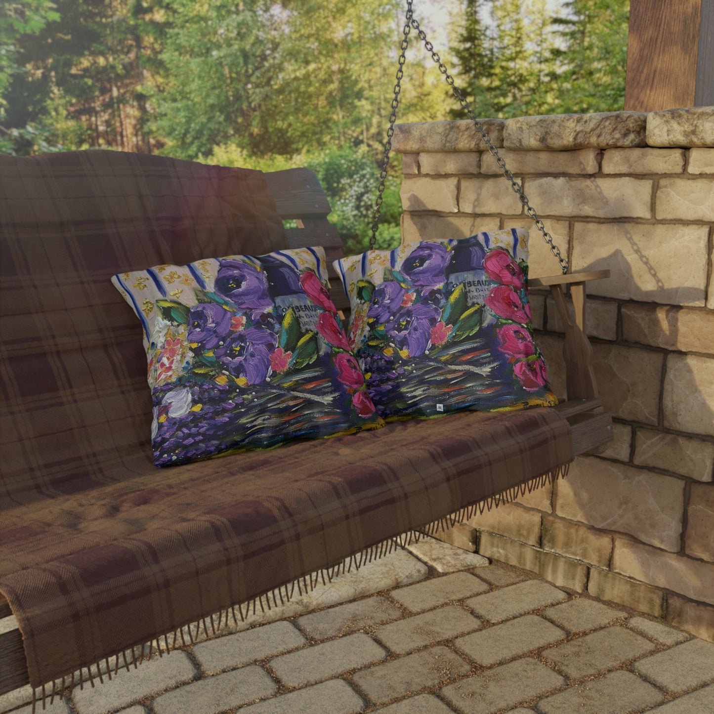 Corbeaux Wine and Lavender Outdoor Pillows
