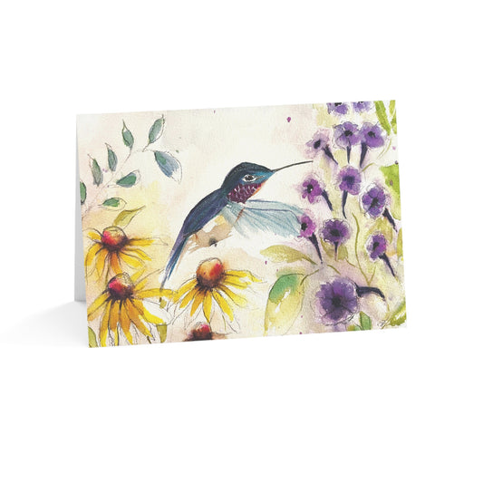 Happy Hummingbird- Tarjetas de felicitación en blanco por dentro