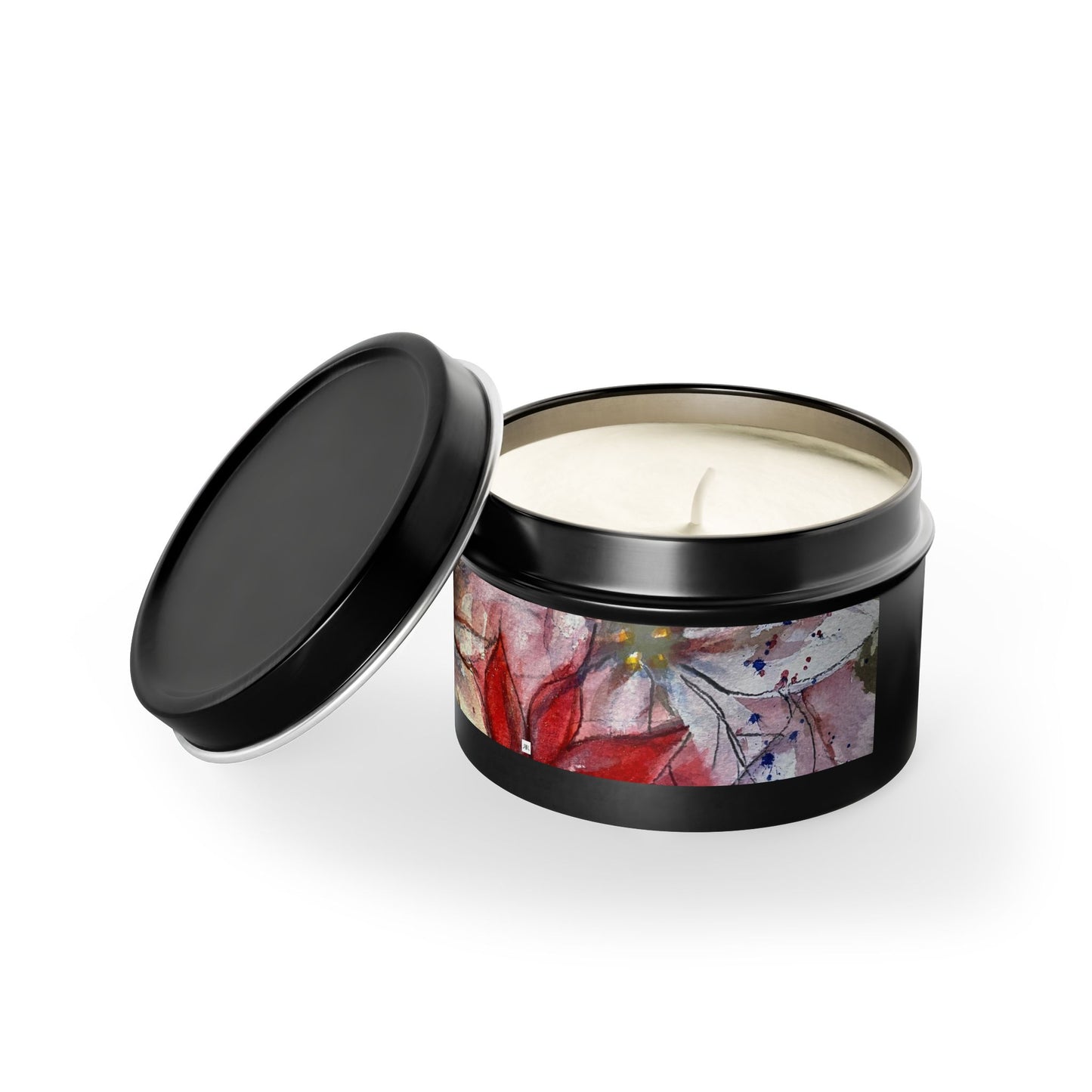 Tin Candle-Poinsettias