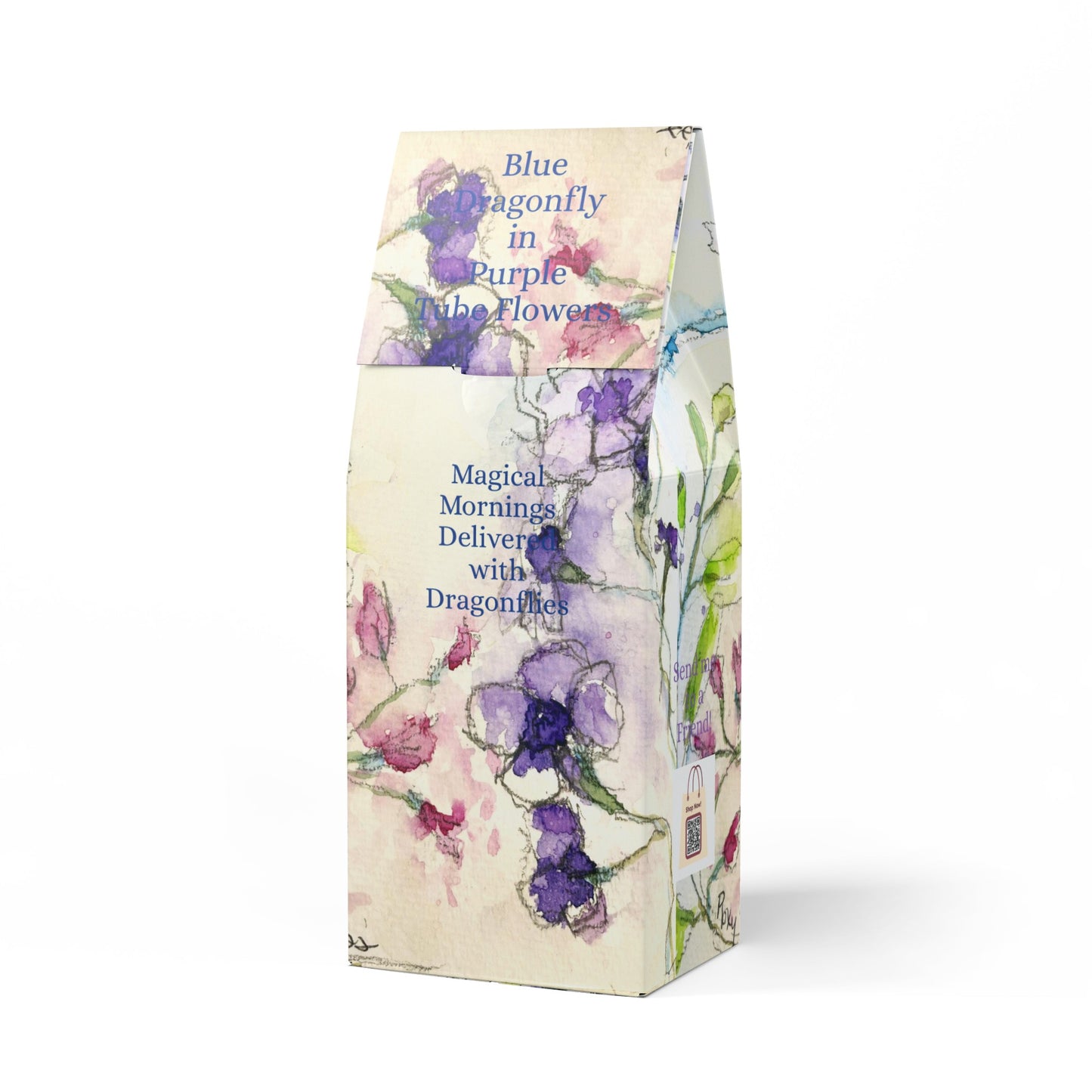 Blue Dragonfly in Purple Tube Flowers-Brilliant Blend (Medium Roast)