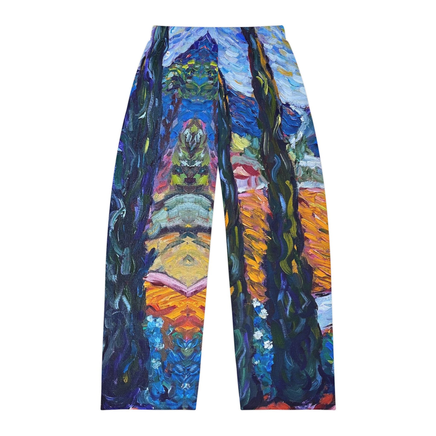 Men's Pajama Pants - Sunny Cypresses Contemporary Impressionism Design