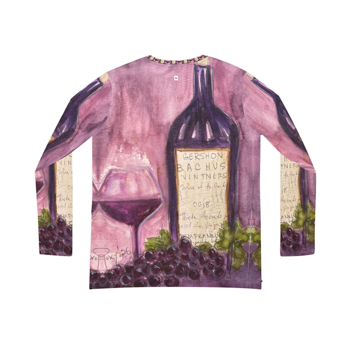 Women's Long Sleeve V-neck Shirt -Porta Accanto Tempranillo-GBV