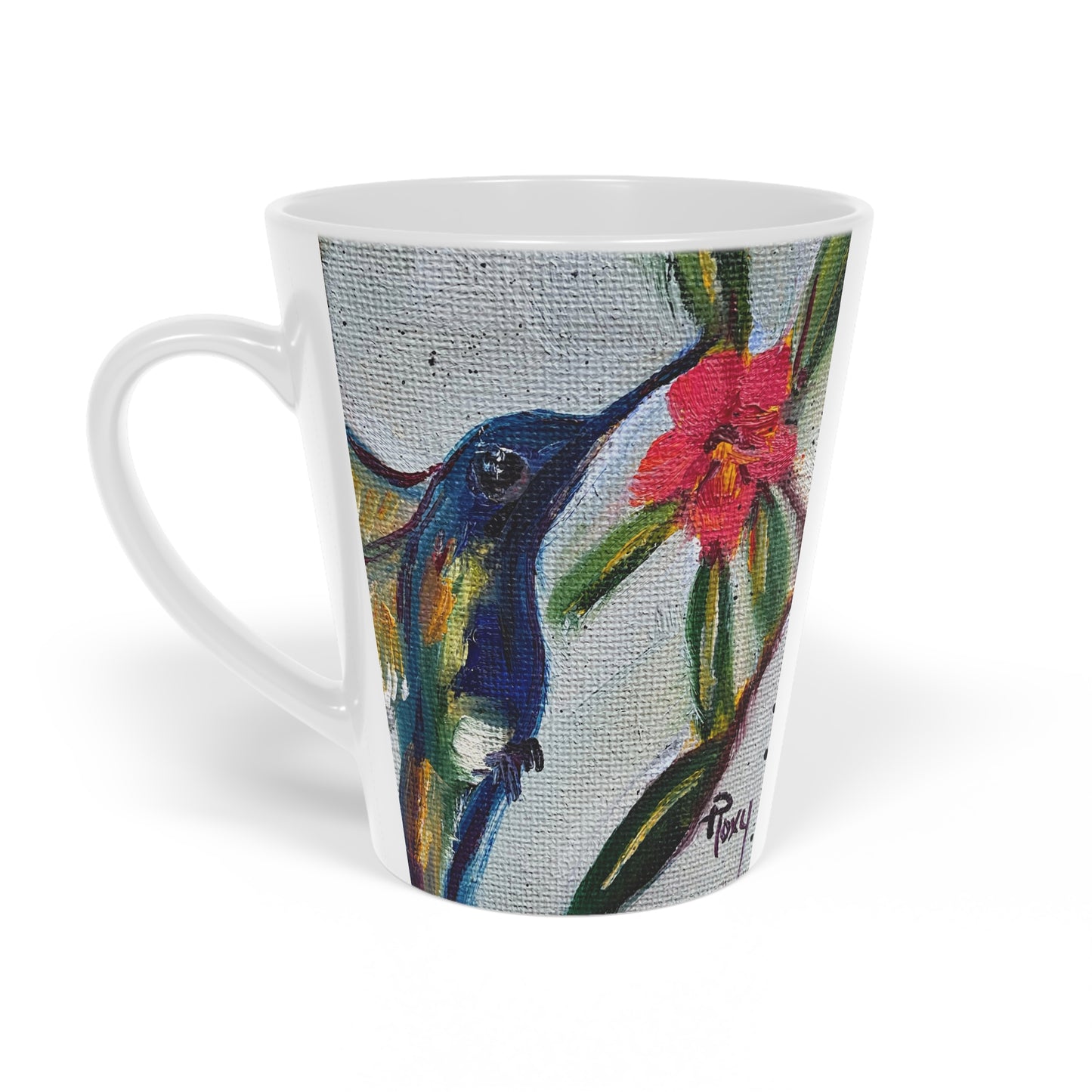 Little Blue Hummingbird Latte Mug, 12oz