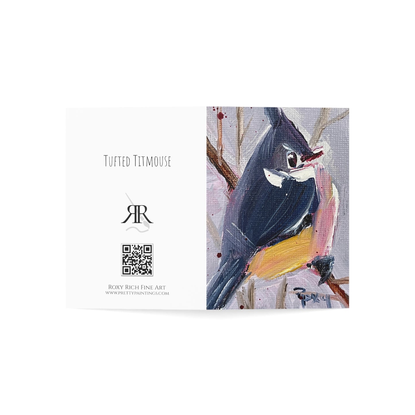 Adorable Tufted Titmouse -Blank Inside Folded Greeting Cards