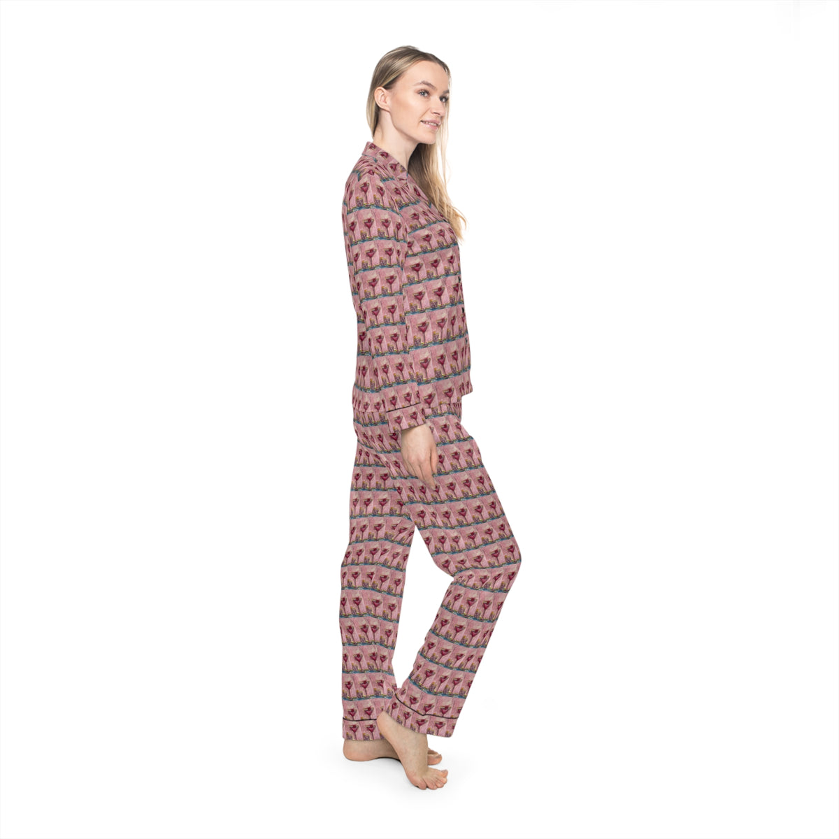 Satin Pajamas — Luxurious Silky Sleepwear Set- Pink Martini