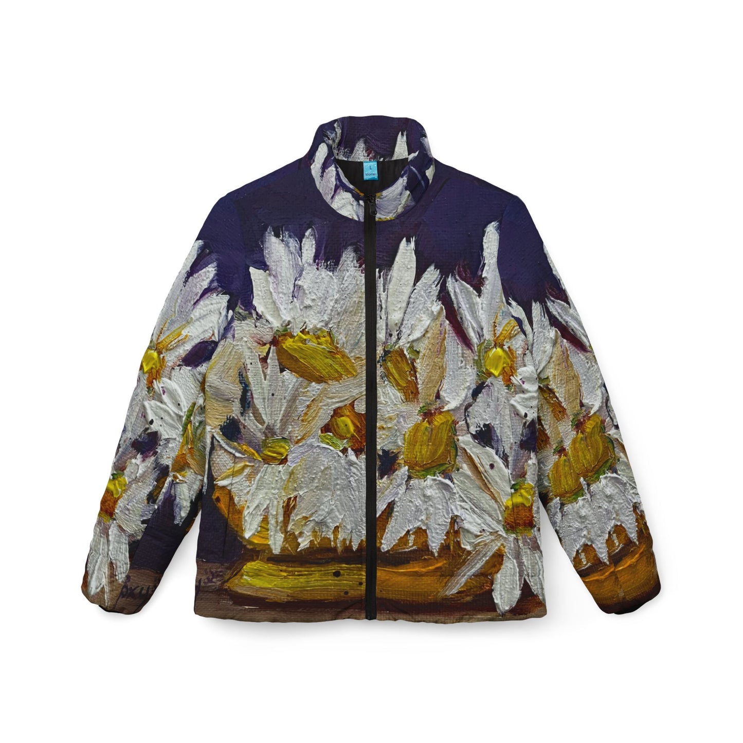 Women's Puffer Jacket - Roxy Rich Fine Art Design-Vase of Daisies