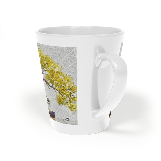 Yellow Bonsai Latte Mug, 12oz