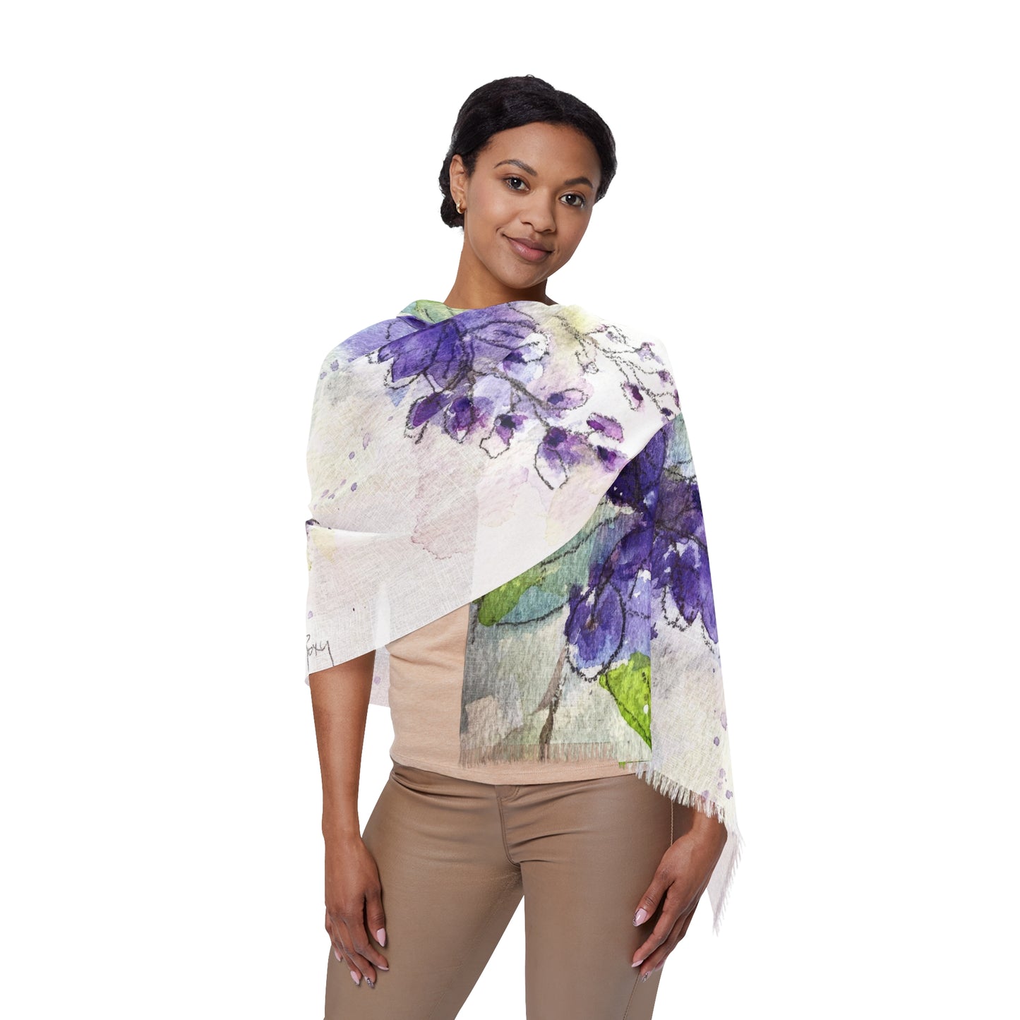 Colorful Scarf — Artistic Lightweight Neck Wrap-  Wisteria Vine