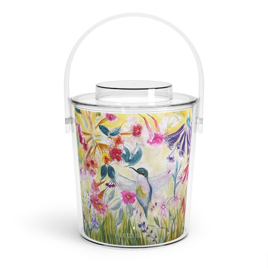 Hummingbird in a Tube Flower Garden Ice Bucket