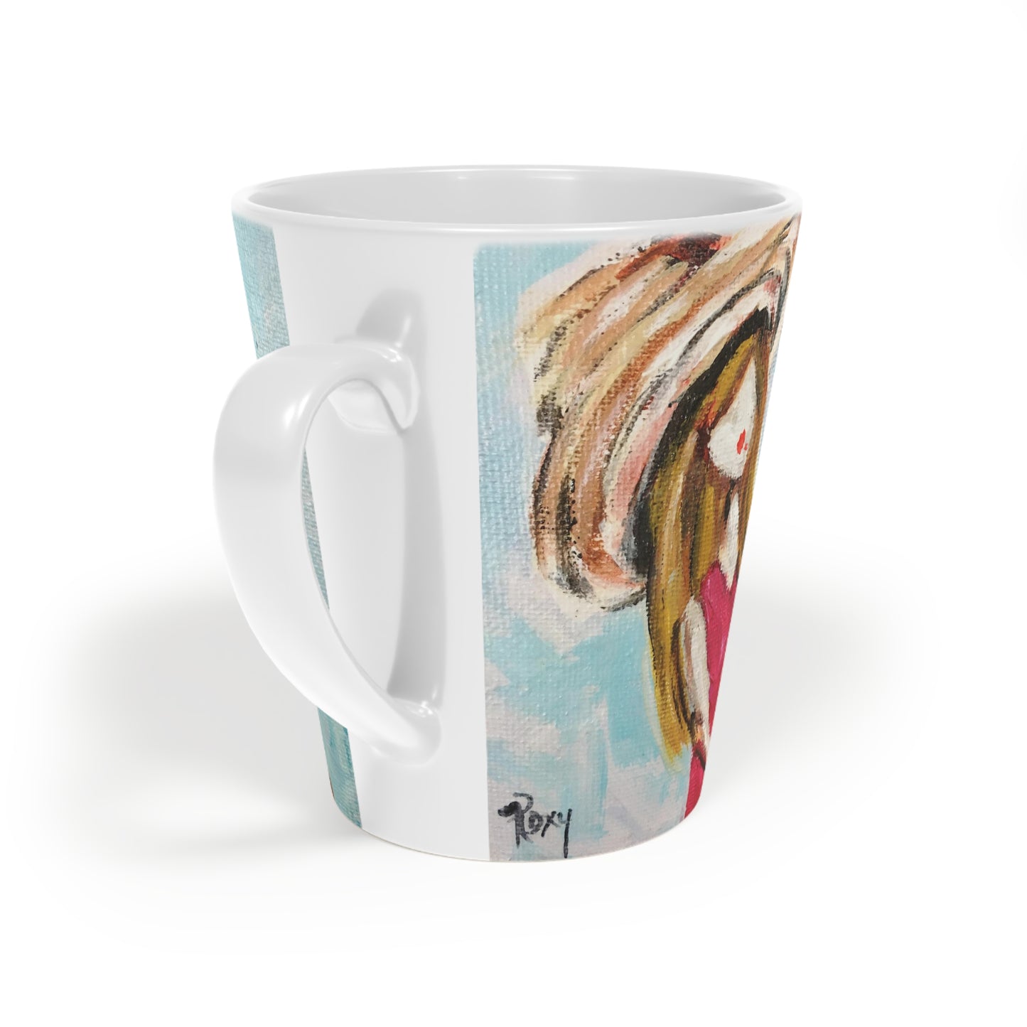 Beach Babe with Striped Summer Hat Latte Mug, 12oz