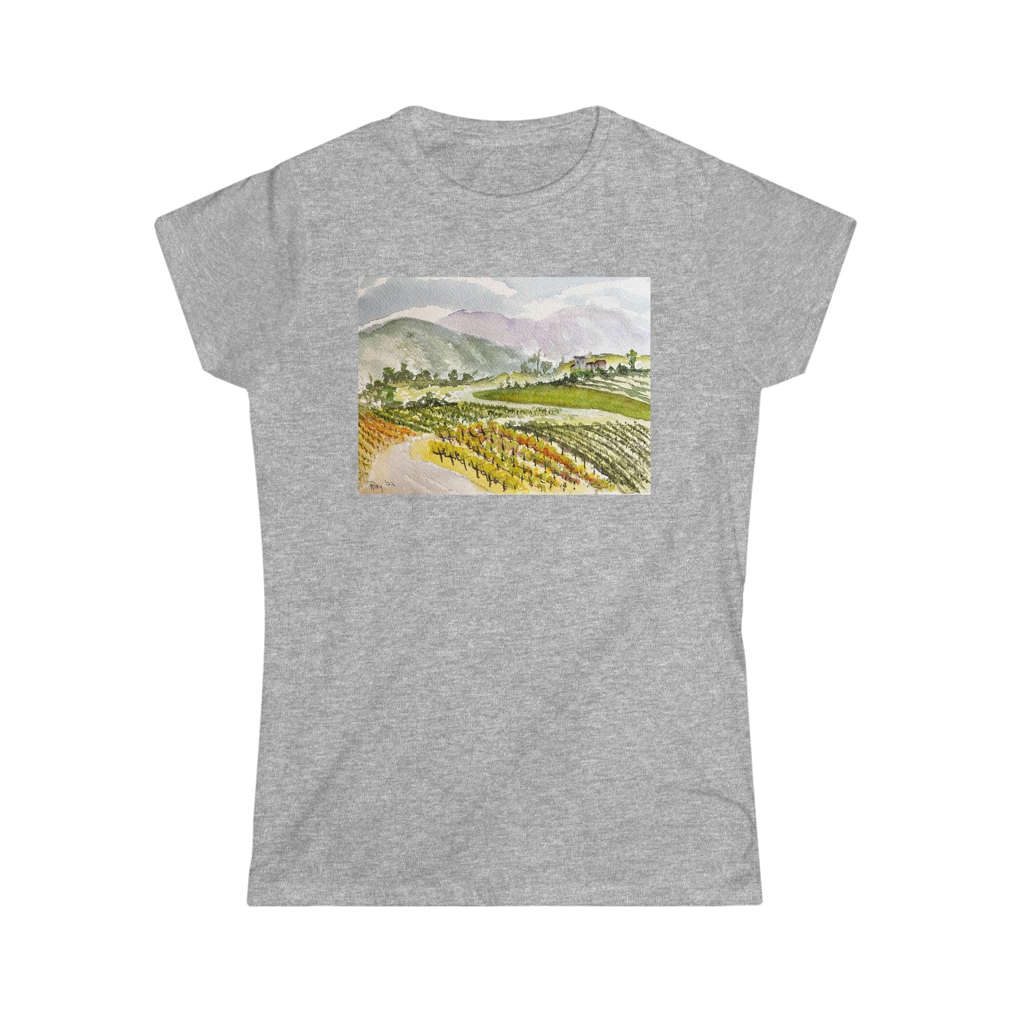 Camino hacia abajo desde la Villa en Gershon Bachus Vintners Camiseta semi ajustada de estilo suave para mujer