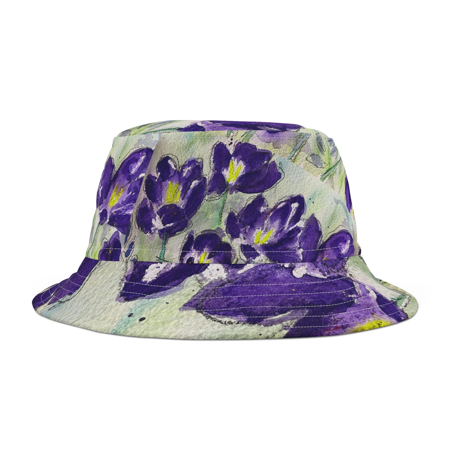 Gorro de pescador morado con azafranes