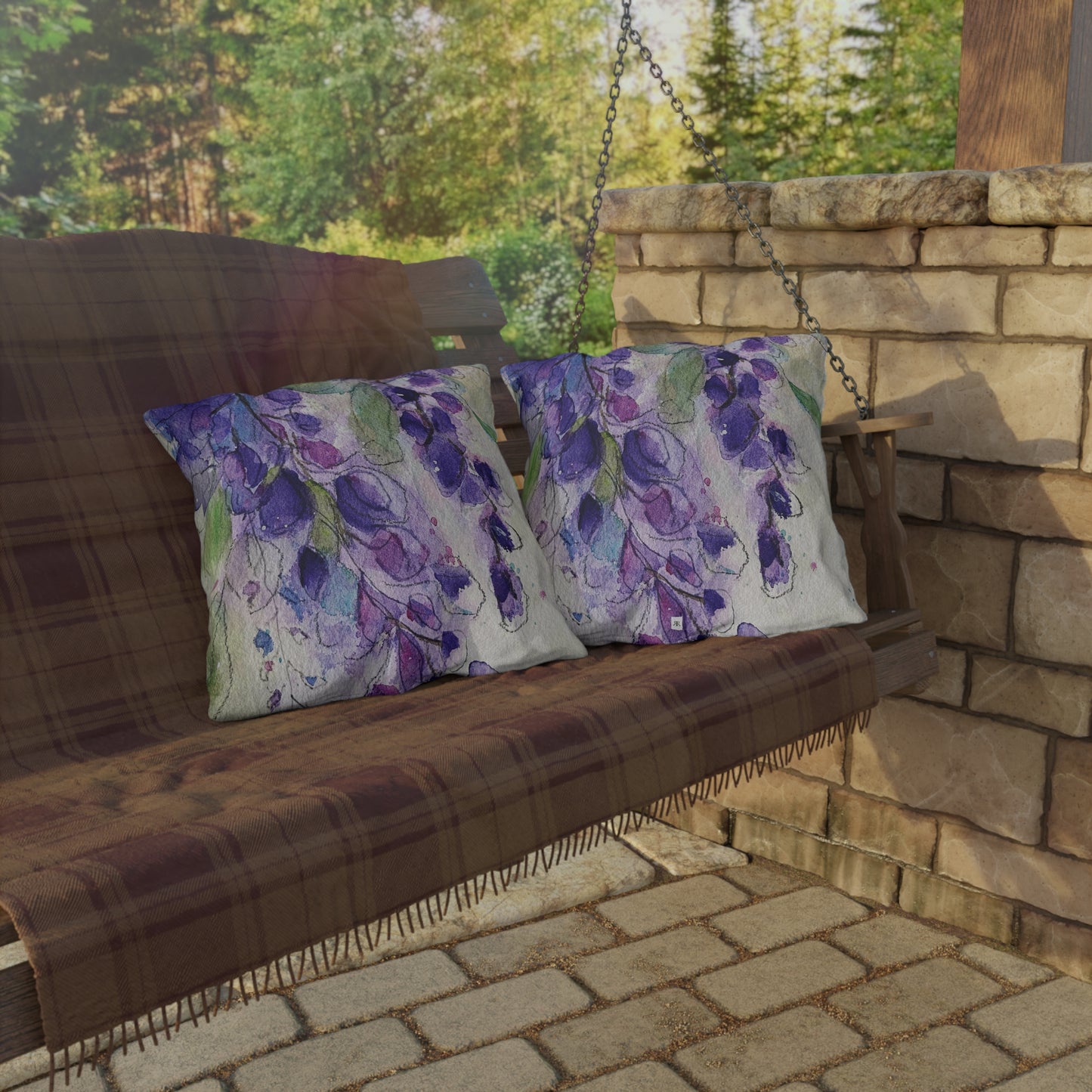 Purple Wisteria Outdoor Pillows