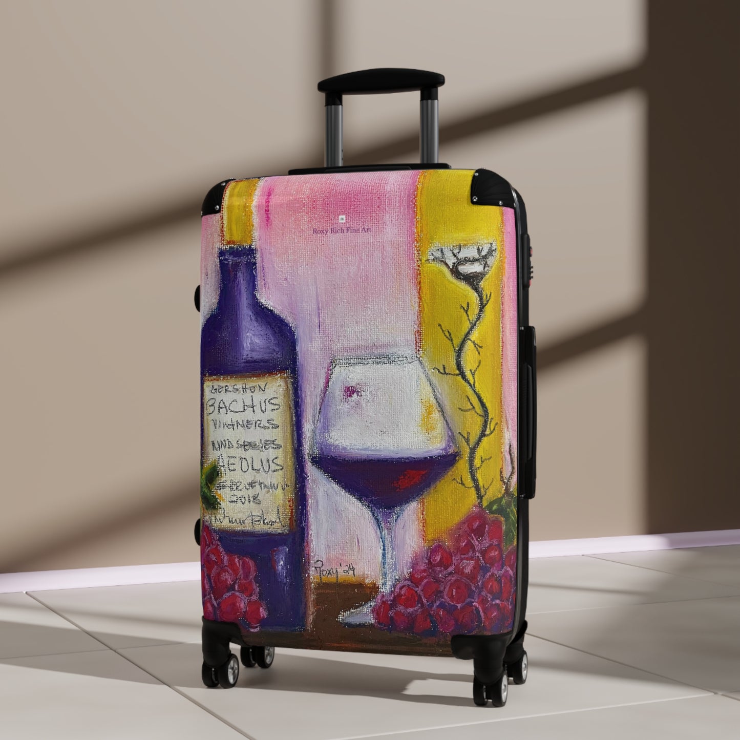 Suitcase Set Lightweight Carry On -"Aeolus"-GBV- Temecula Winery Souvenir Roxy Rich Artwork