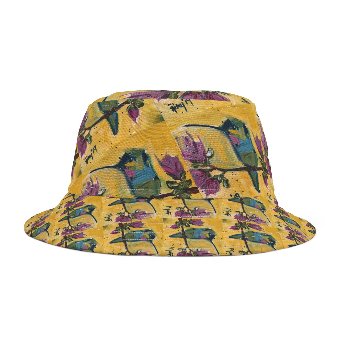 Jolie en chapeau de seau colibri rose