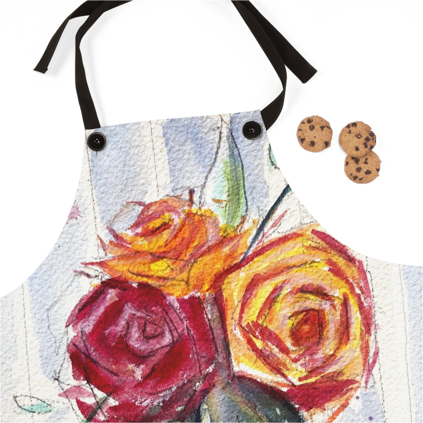 Fluffy Gloria Dei Roses by the Wall Striped Apron