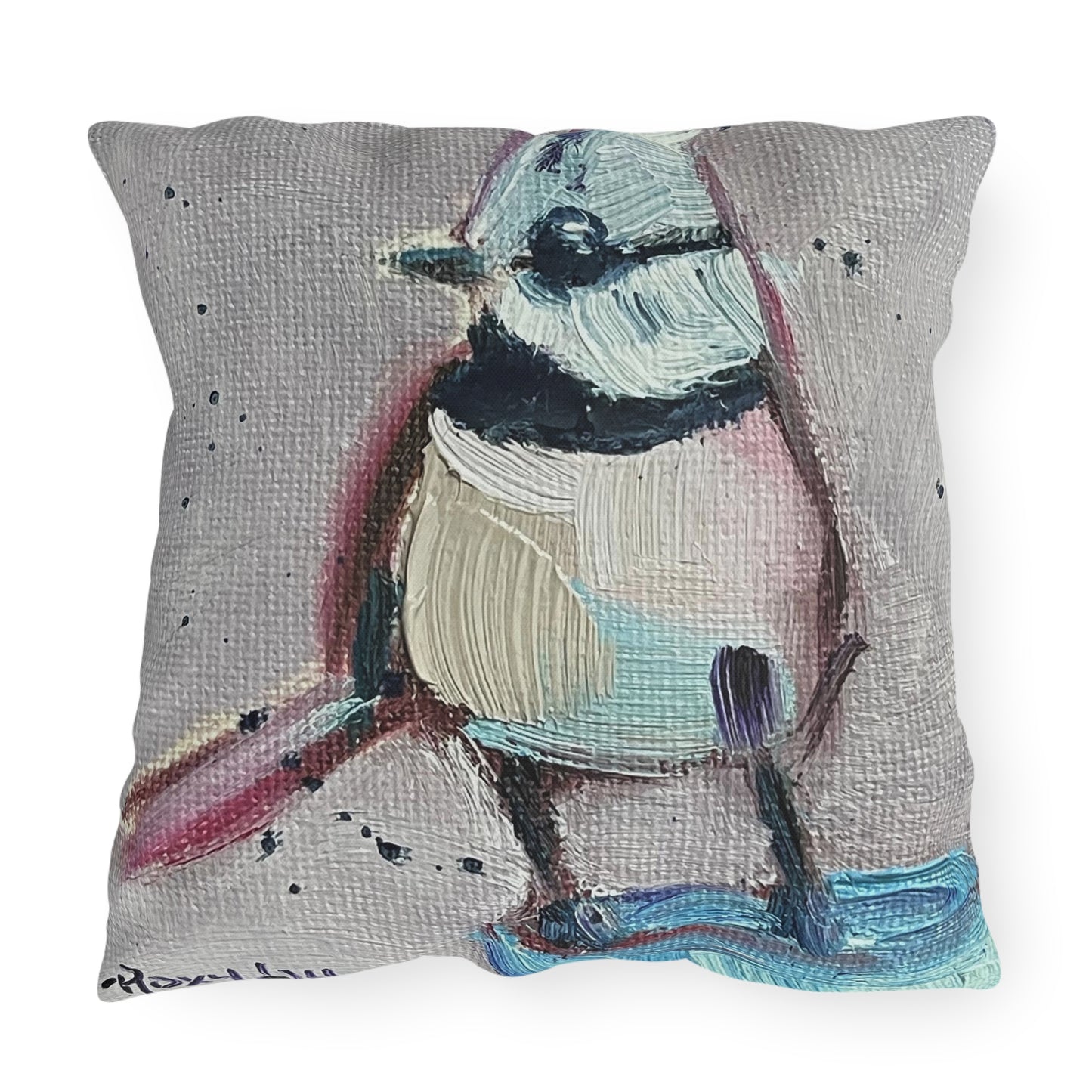 Adorable Crested Tit Bird Outdoor Pillows