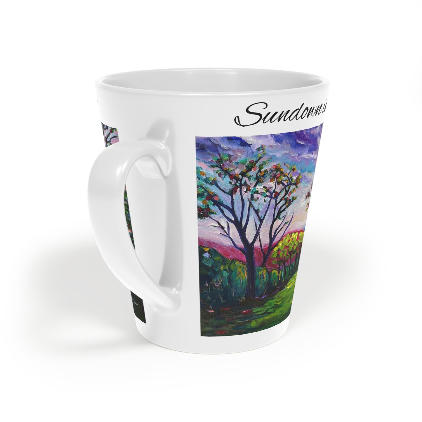 Sundown in Surrey Stanhill Court  with "Sundown in Surry" "Stanhill Court" Latte Mug, 12oz