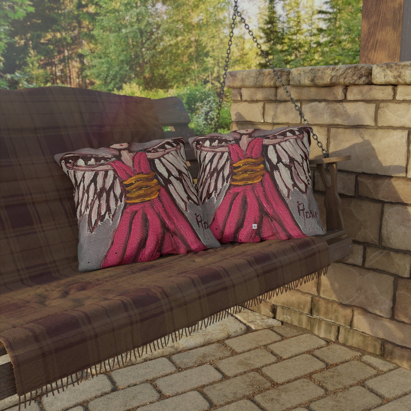 Pink Angel Outdoor Pillows