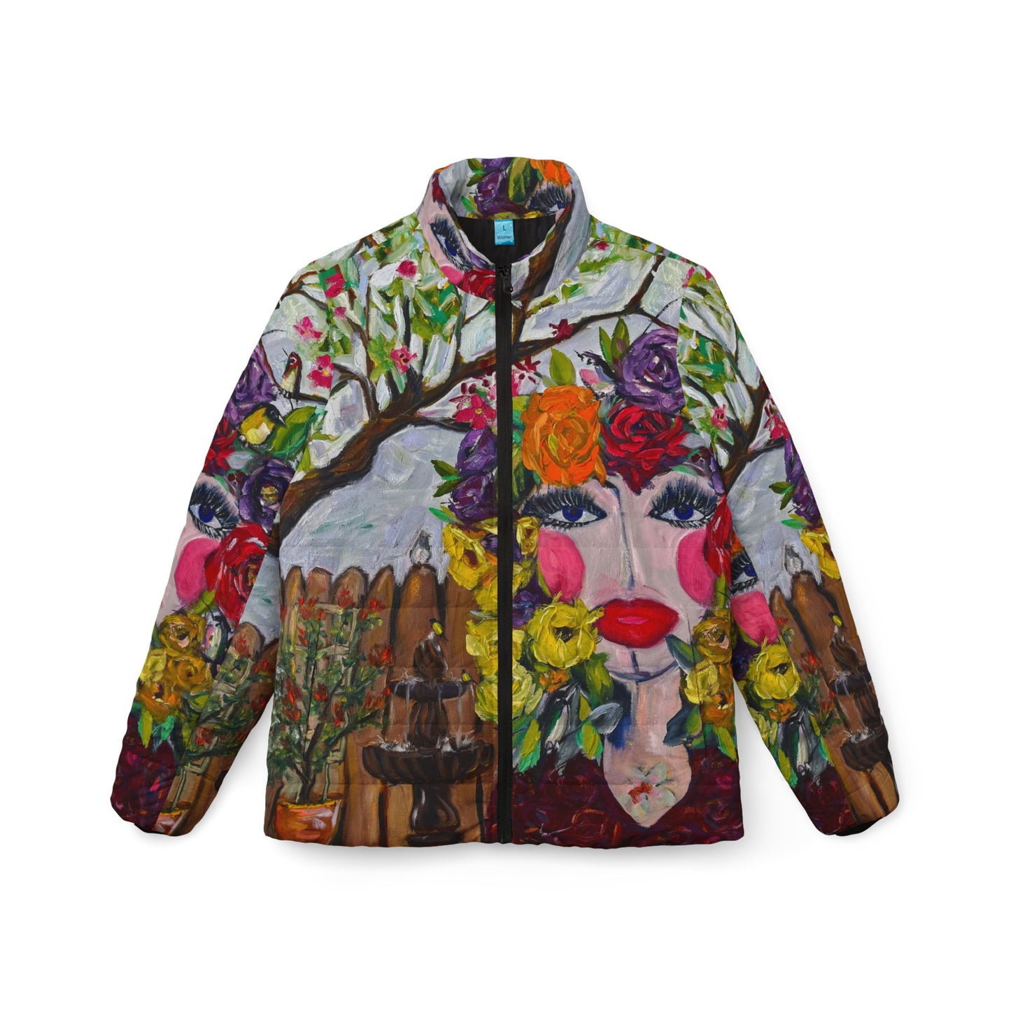 Women's Puffer Jacket - Roxy Rich Fine Art Design-Garden Goddess