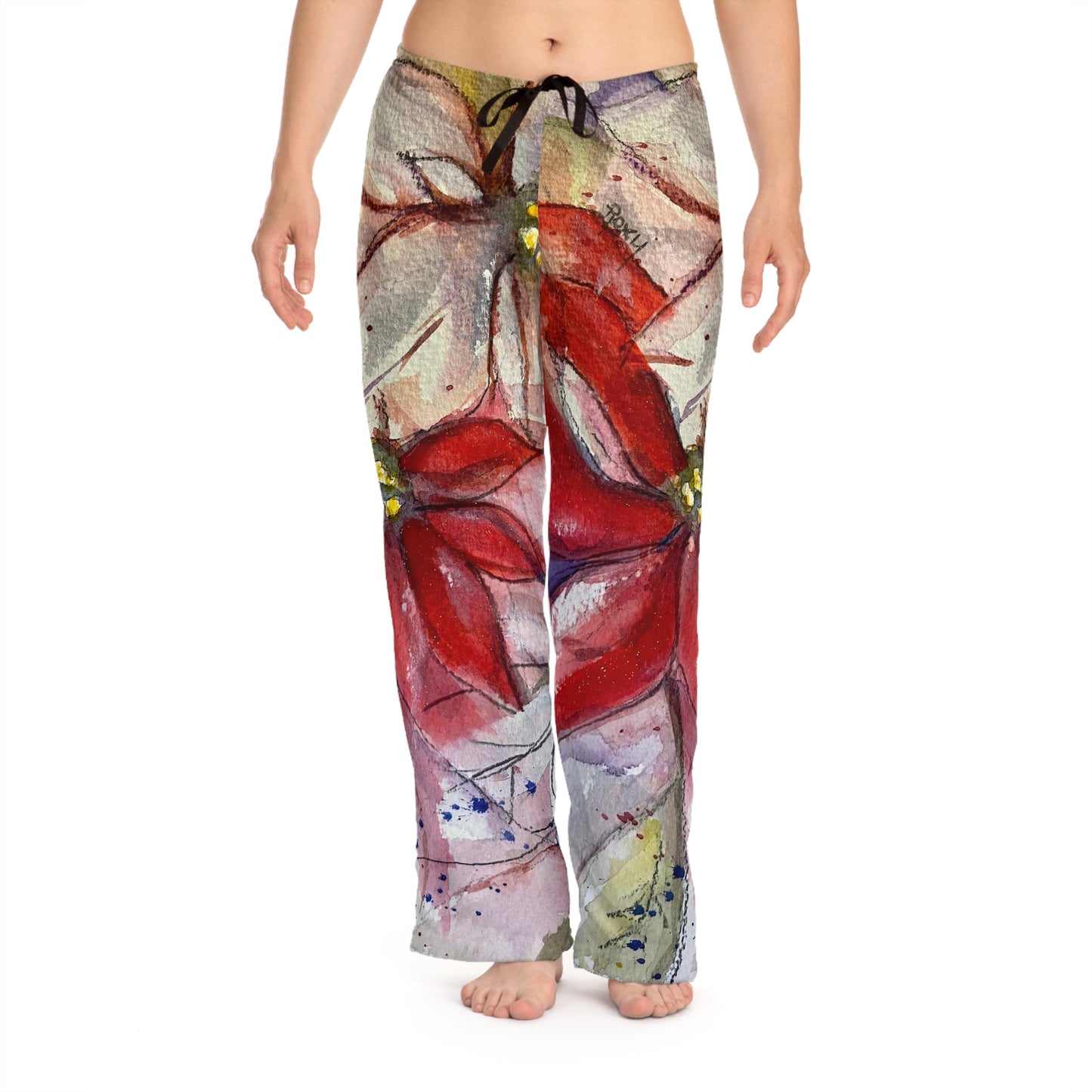 Poinsettias Print-Women's Pajama Pants