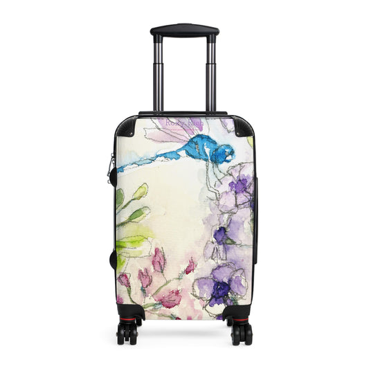 Turquoise Dragonfly on Tube Flowers Carry on Suitcase
