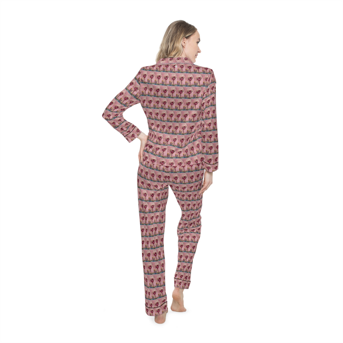 Satin Pajamas — Luxurious Silky Sleepwear Set- Pink Martini