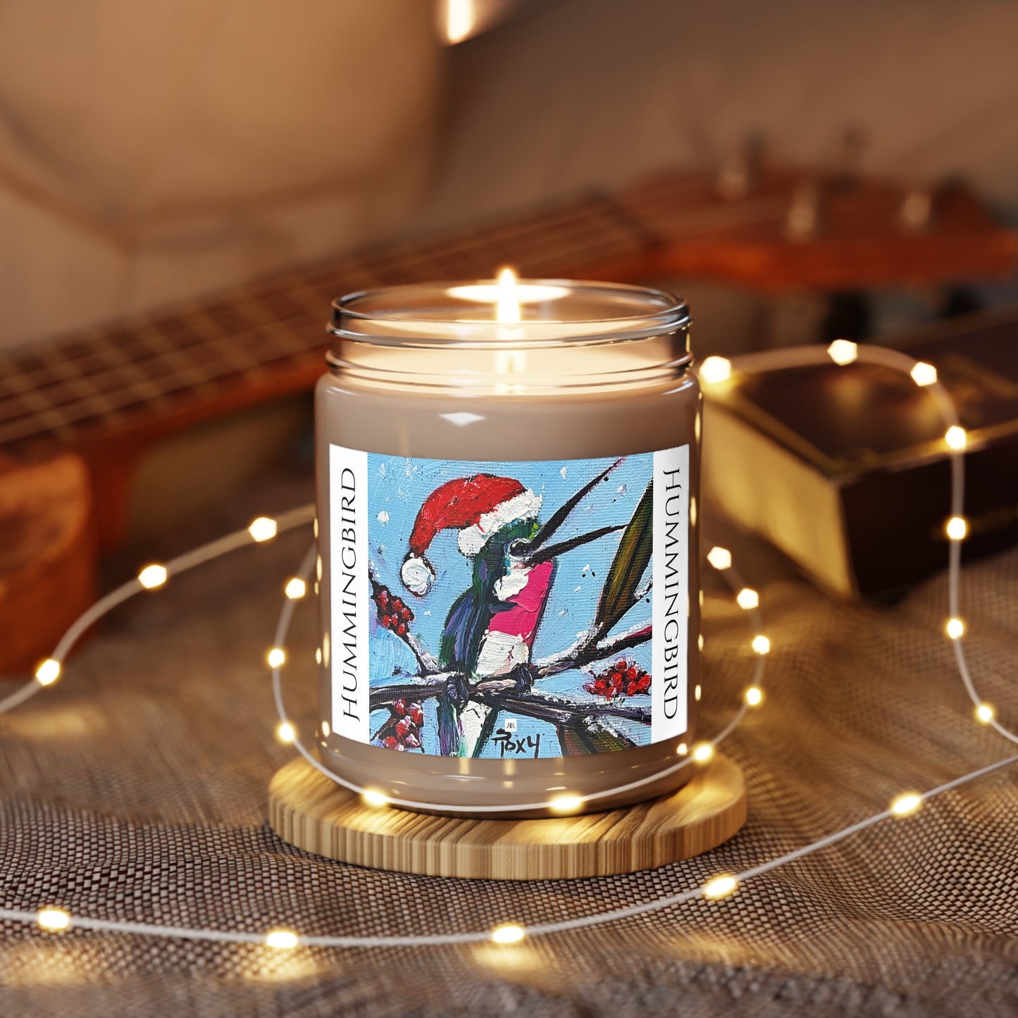 Holiday Hummingbird Santa Hat Scented Candle 9oz