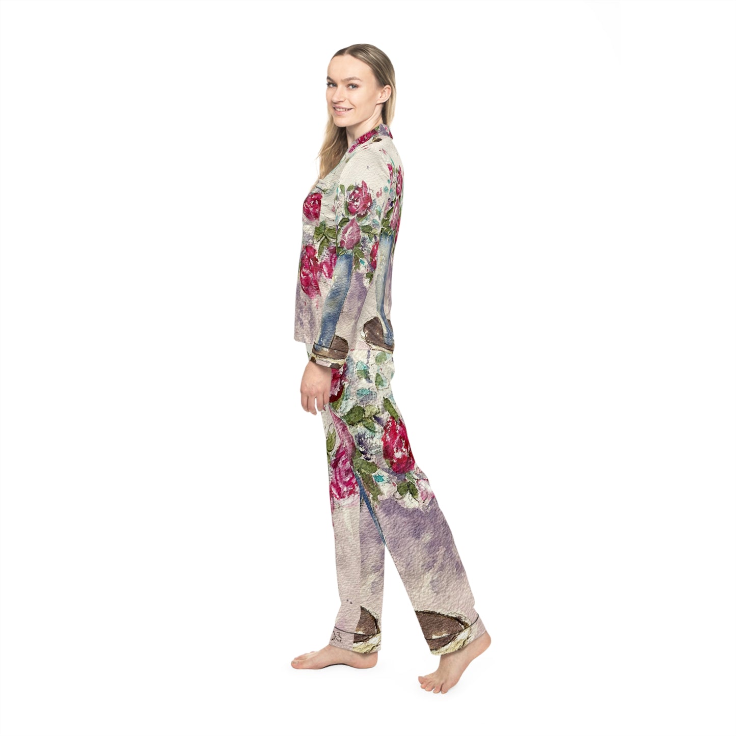 Satin Pajamas - Roses on the Foyer