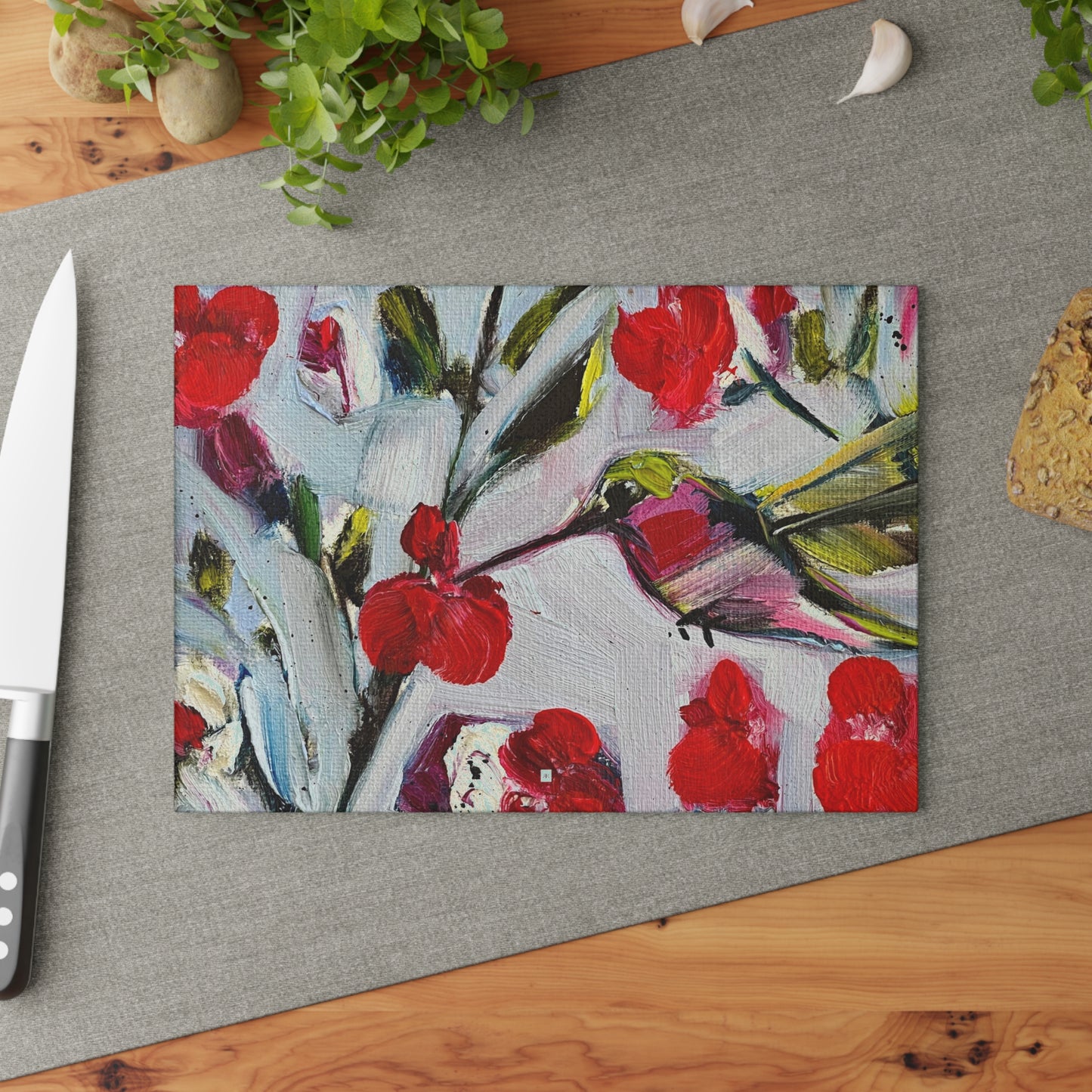 Hotlips Hummingbird Glass Cutting Board