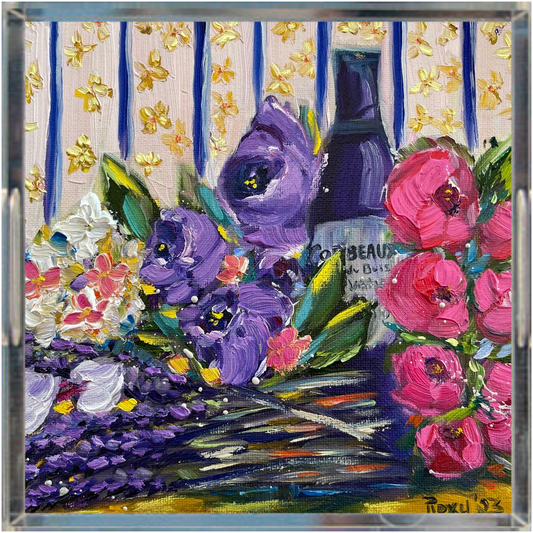 Corbeaux Wine and Lavender- Acrylic Tray Square