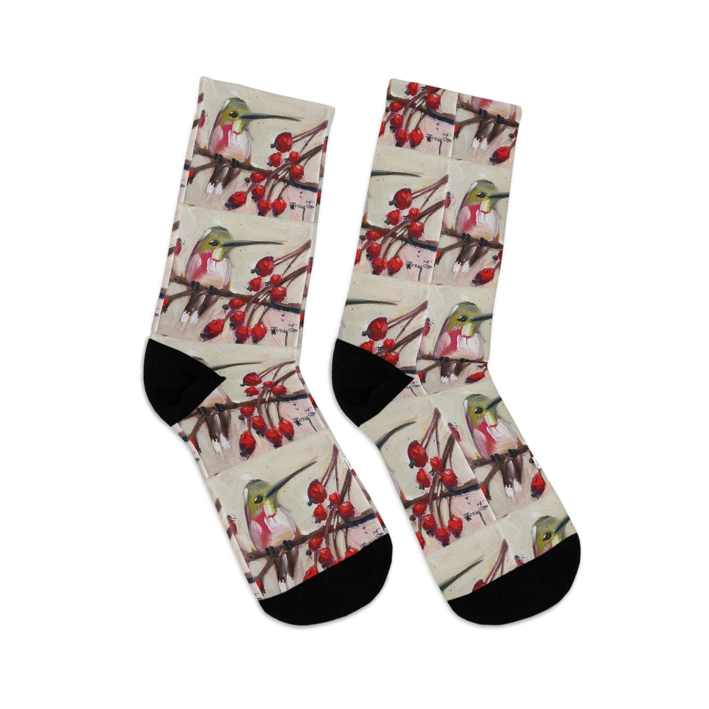 Hummingbird with Berries Socks