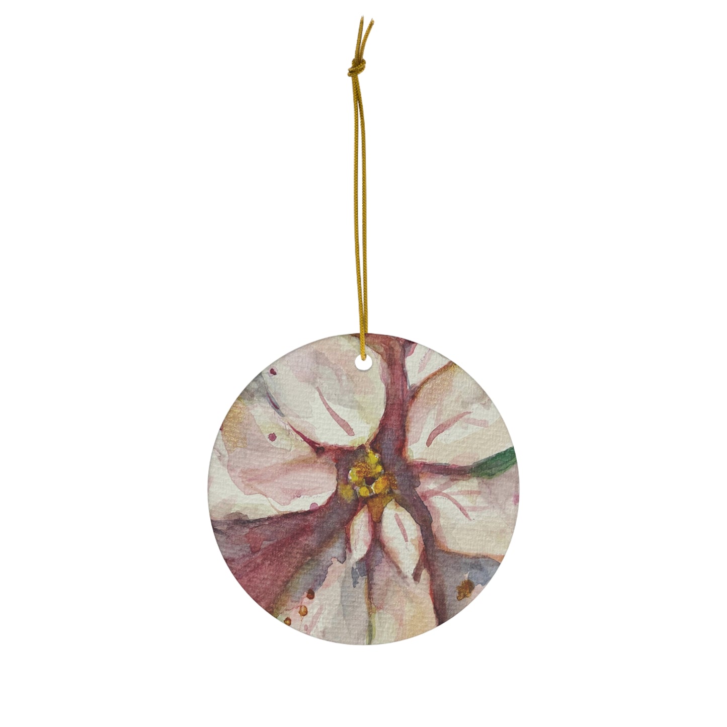 White Poinsettia Ceramic Ornament