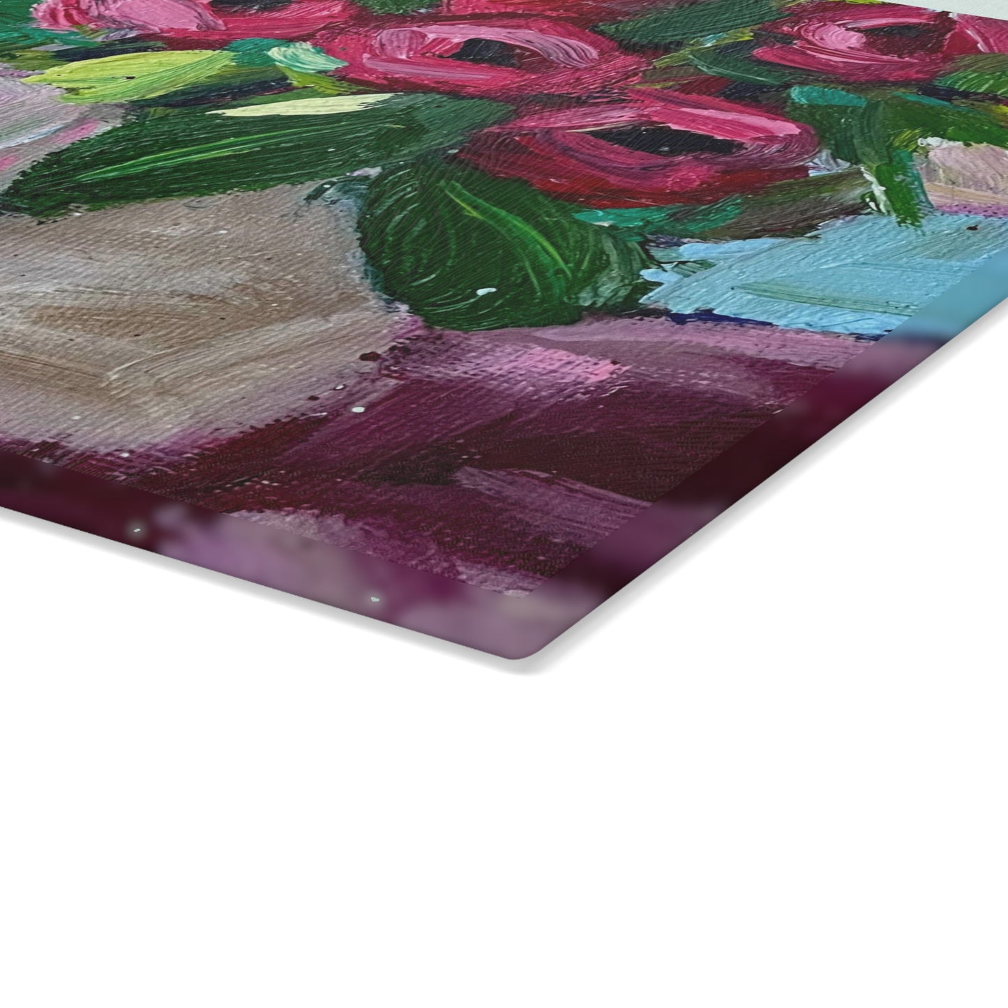 Glass Cutting Board-Blushing Blooms