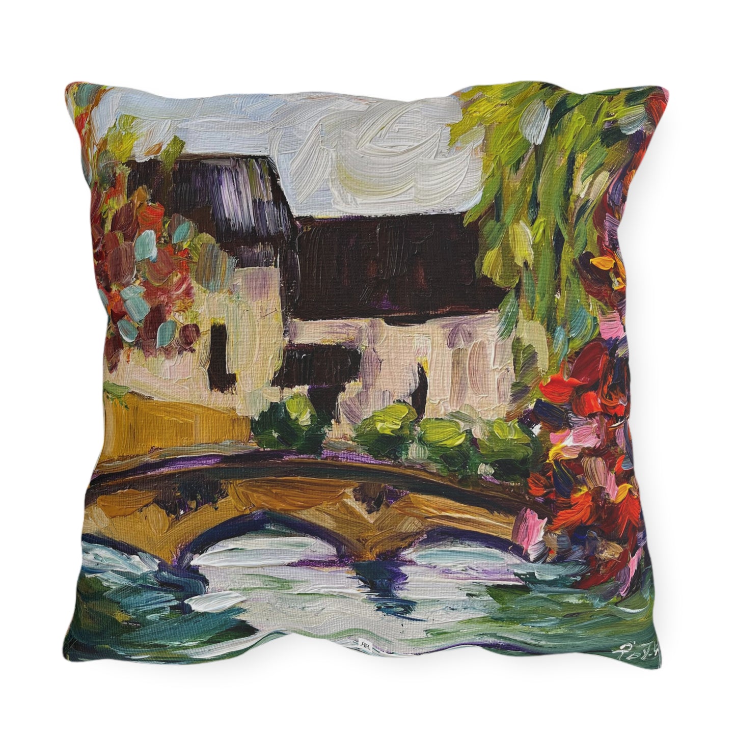 Autumn in Bourton on the Water Cotswolds Outdoor Pillows