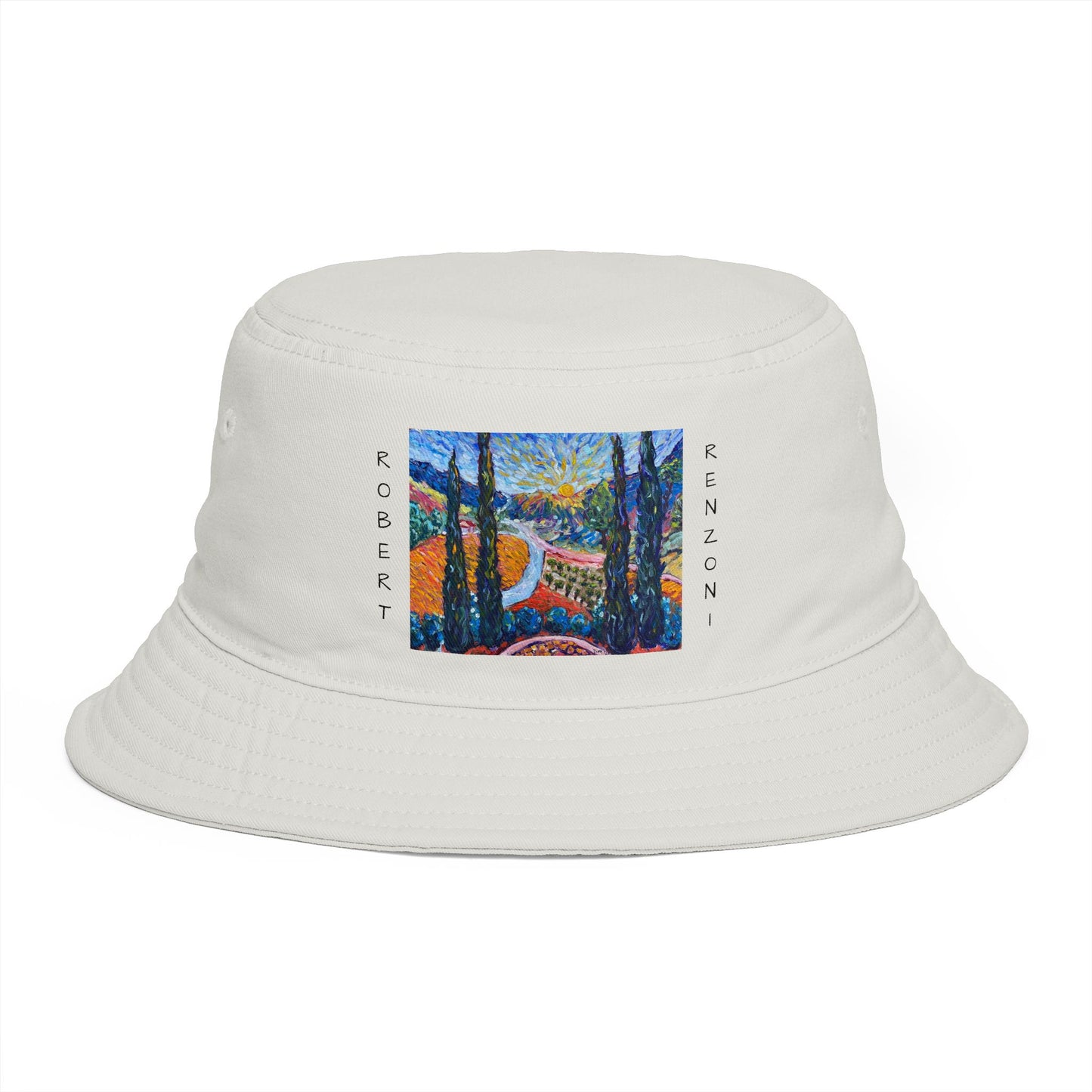 Roxy Rich Fine Art  Sunny Cypresses at Robert Renzoni - Bucket Hat — Stylish Durable Travel Hat