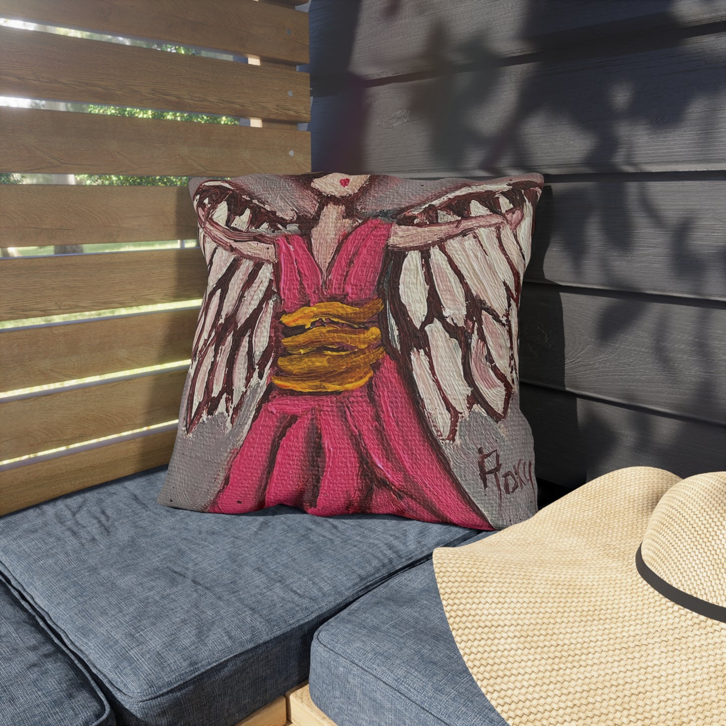 Pink Angel Outdoor Pillows