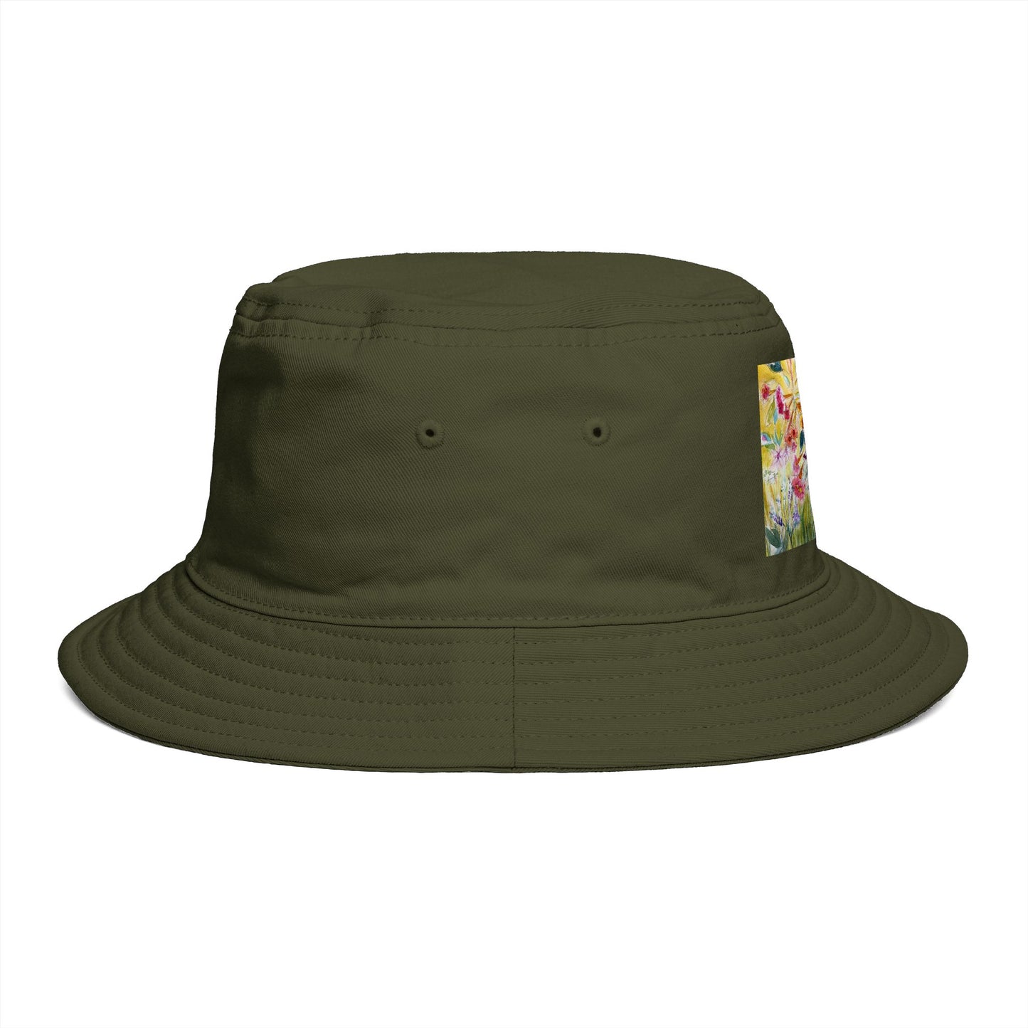 Roxy Rich Fine Art -Hummingbird in a Tube Flower Garden - Stylish Durable Bucket Hat