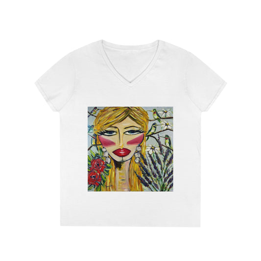 Hummingbird Lady T-shirt col V pour femme