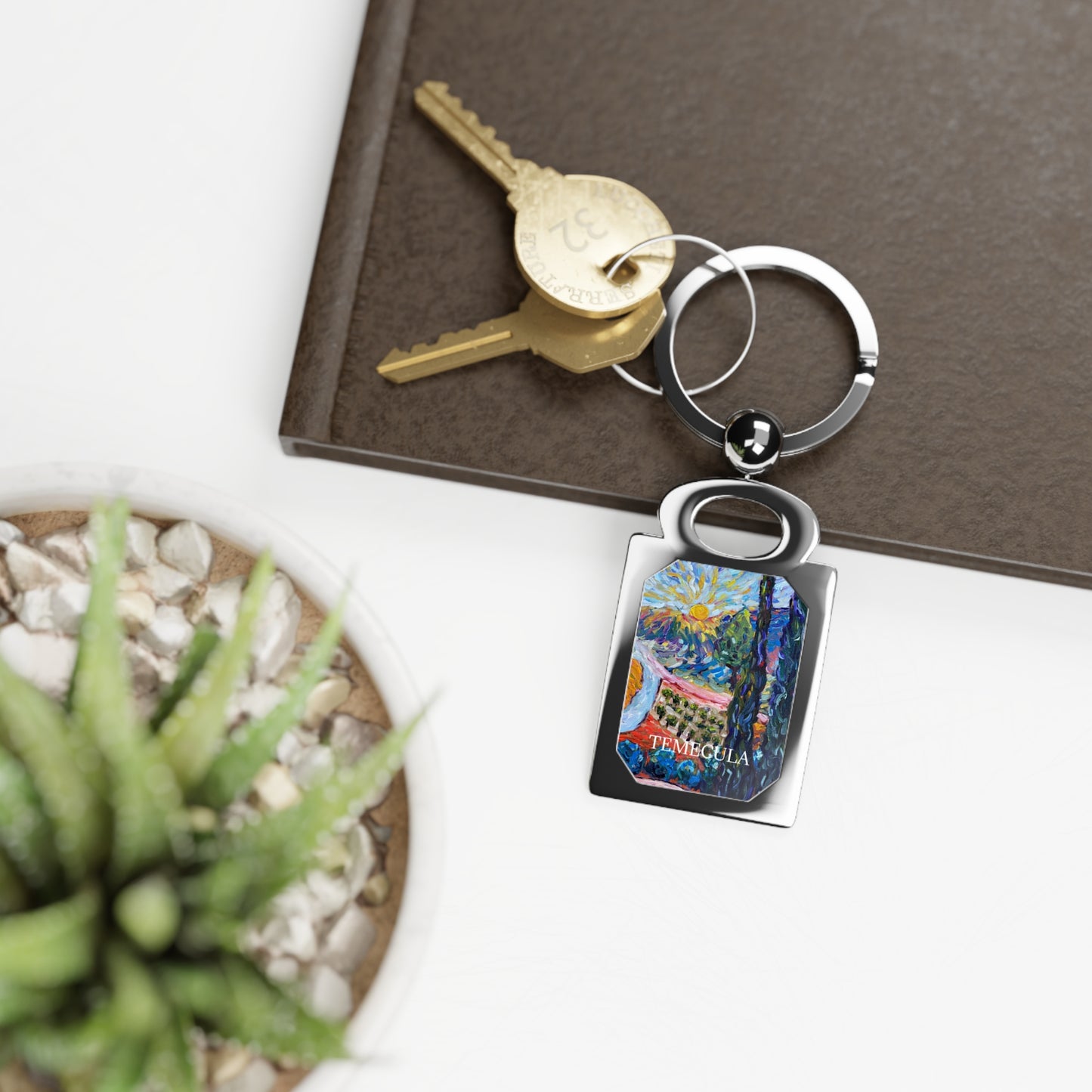 Sunny Cypresses as Robert Renzoni Winery Temecula Rectangle Photo Keyring