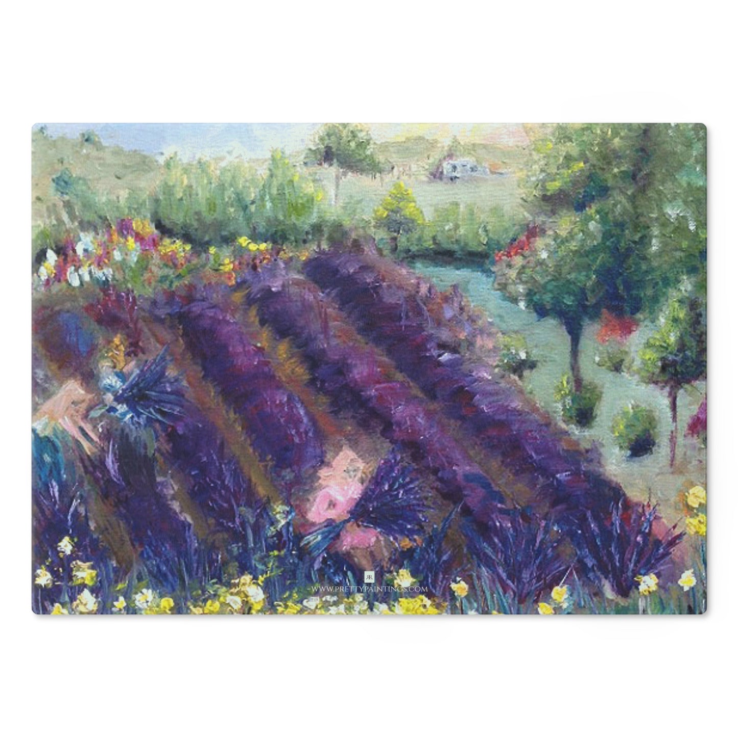 Provence Lavender Farm Glass Cutting Board