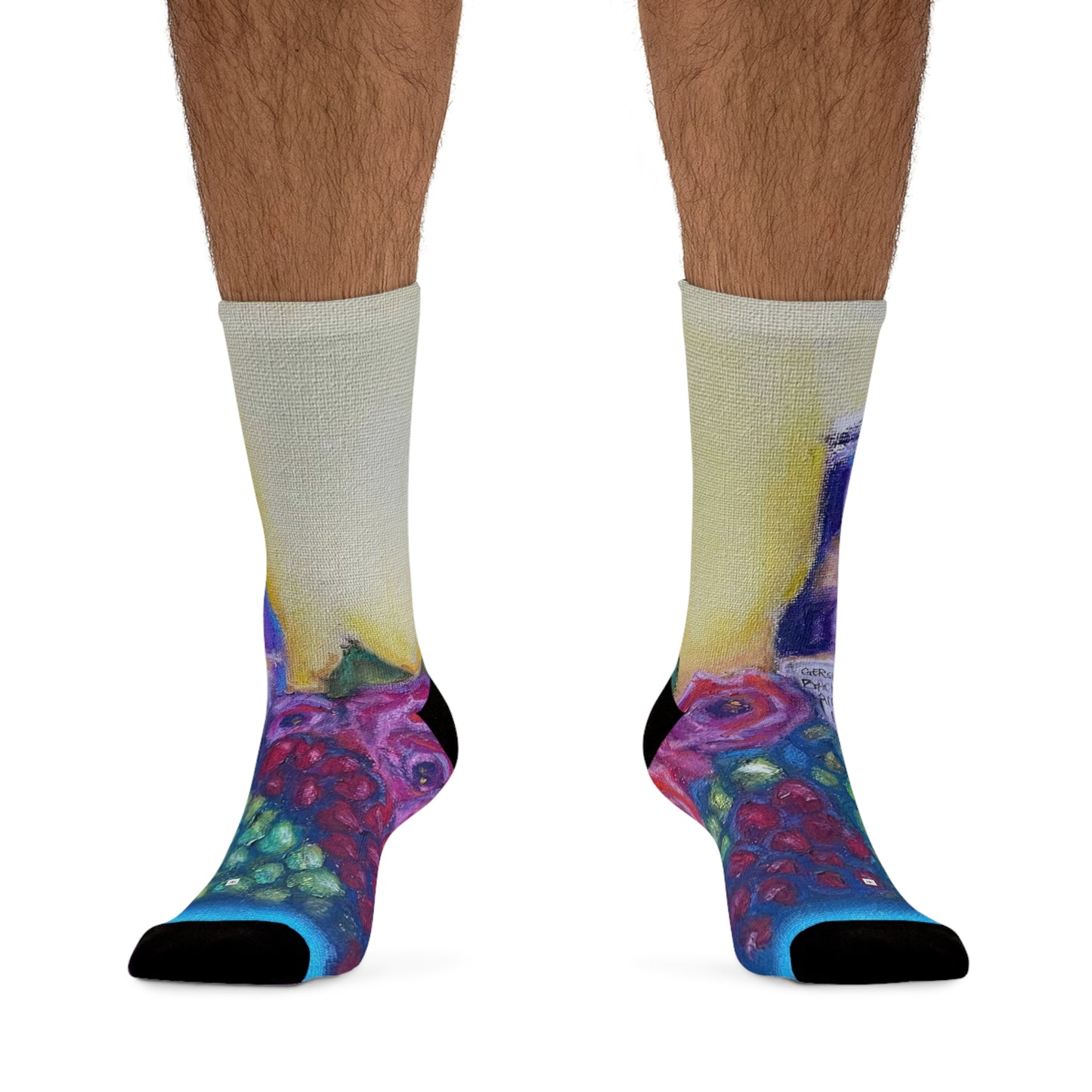 GBV Wine and Roses Large Print Black Socks