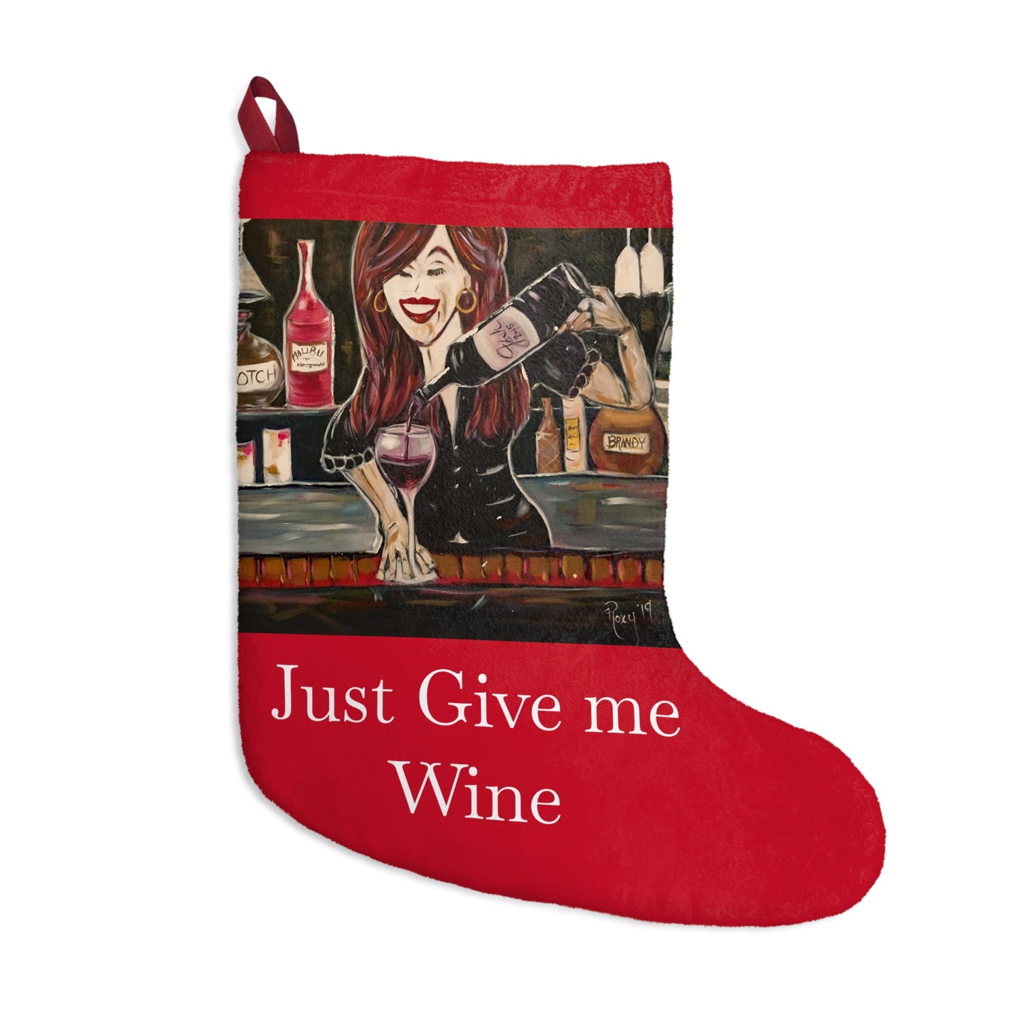 Sassy Notes "Just Give me Wine" Christmas Stocking