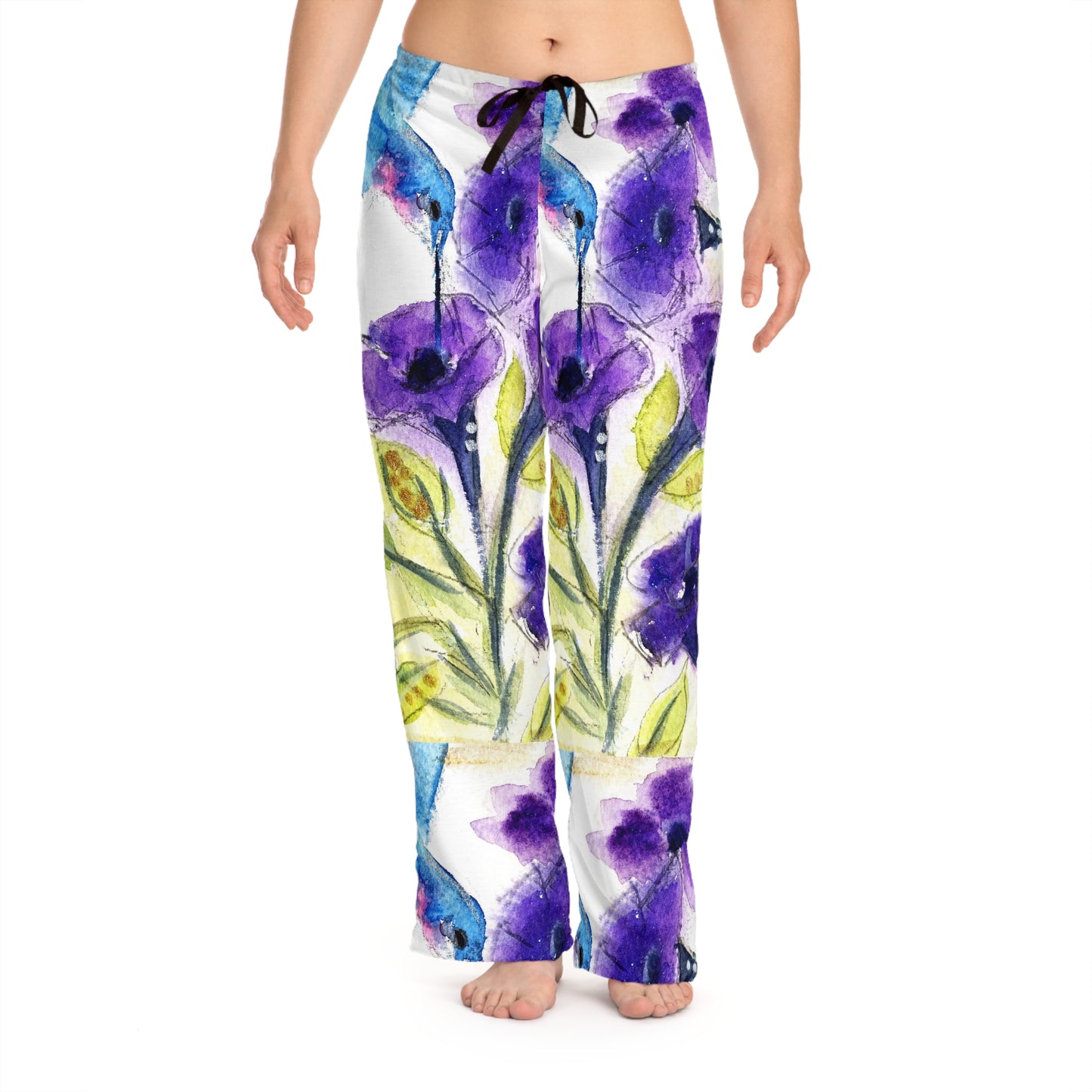 Pajama Pants - Hummingbird in Purple Tube Flowers- Women's Pajama Pants