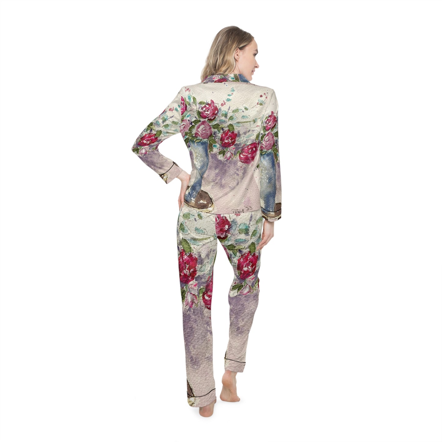 Satin Pajamas - Roses on the Foyer